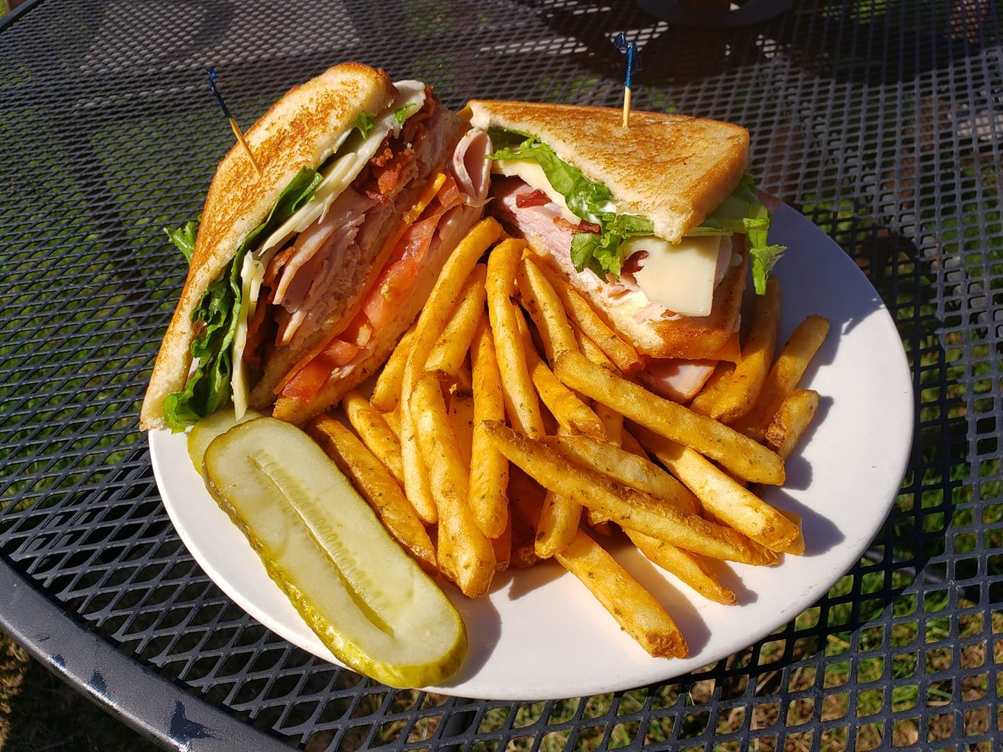 Turkey and Ham Club with Chive Fries